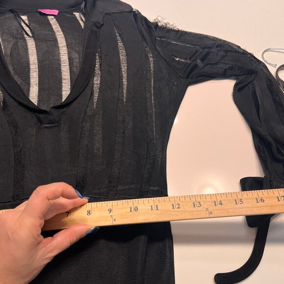 GAUGE81 Black Beni Draped Recycled Open-Knit Mini Shirt Dress Size XS - Picture 12 of 13